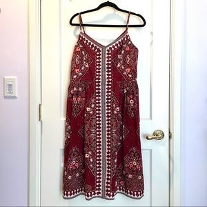 Banana Republic Red Floral Midi Dress with Pockets!